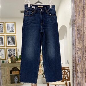 Levis Baggy Dad Dark Blue Wide Leg Women's Jeans